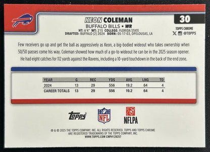 Keon Coleman 2025 Topps Chrome Bills