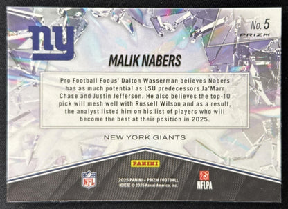 Malik Nabers 2025 Panini Prizm Break Green Giants Sports Trading Card