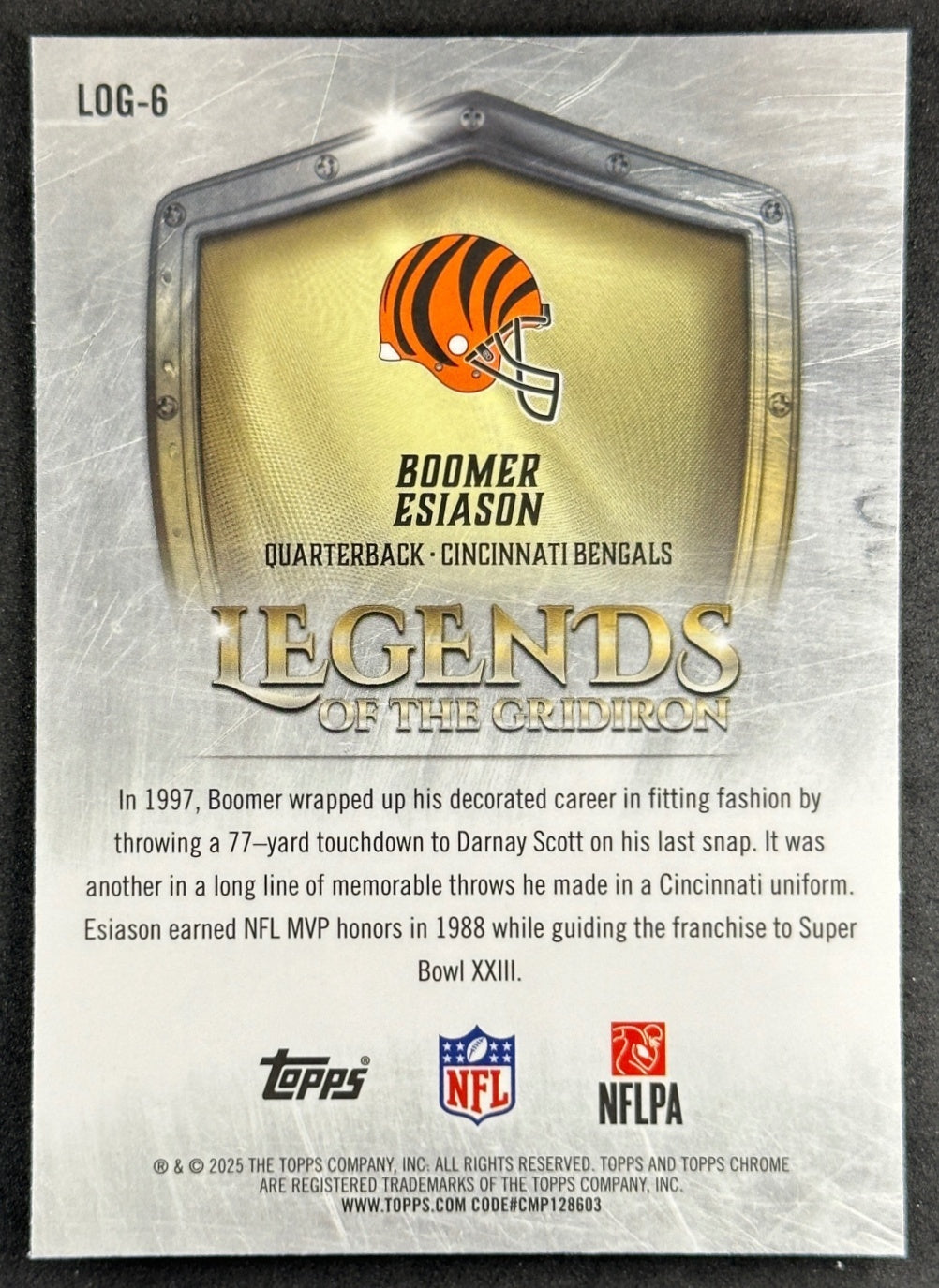 Boomer Esiason 2025 Topps Chrome Legends of the Gridiron Bengals Sports Trading Cards