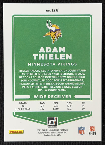 Adam Thielen 2021 Panini Donruss Press Proof Variation Premium Vikings - Minnesota Vikings