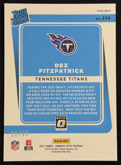 Dez Fitzpatrick 2021 Panini Donruss Optic Red /99 Titans Sports Trading Card