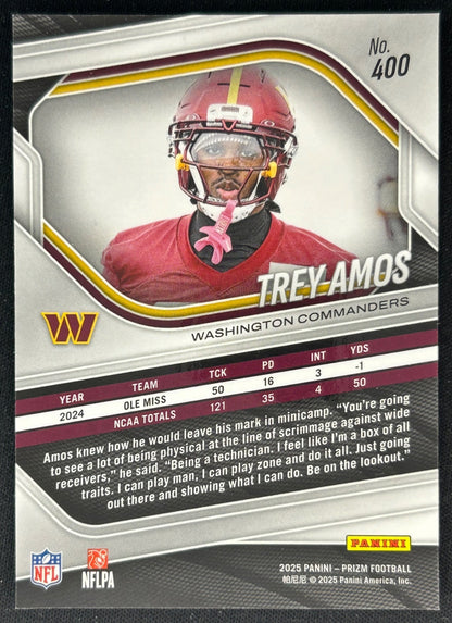 Trey Amos 2025 Panini Prizm Commanders Sports Trading Cards