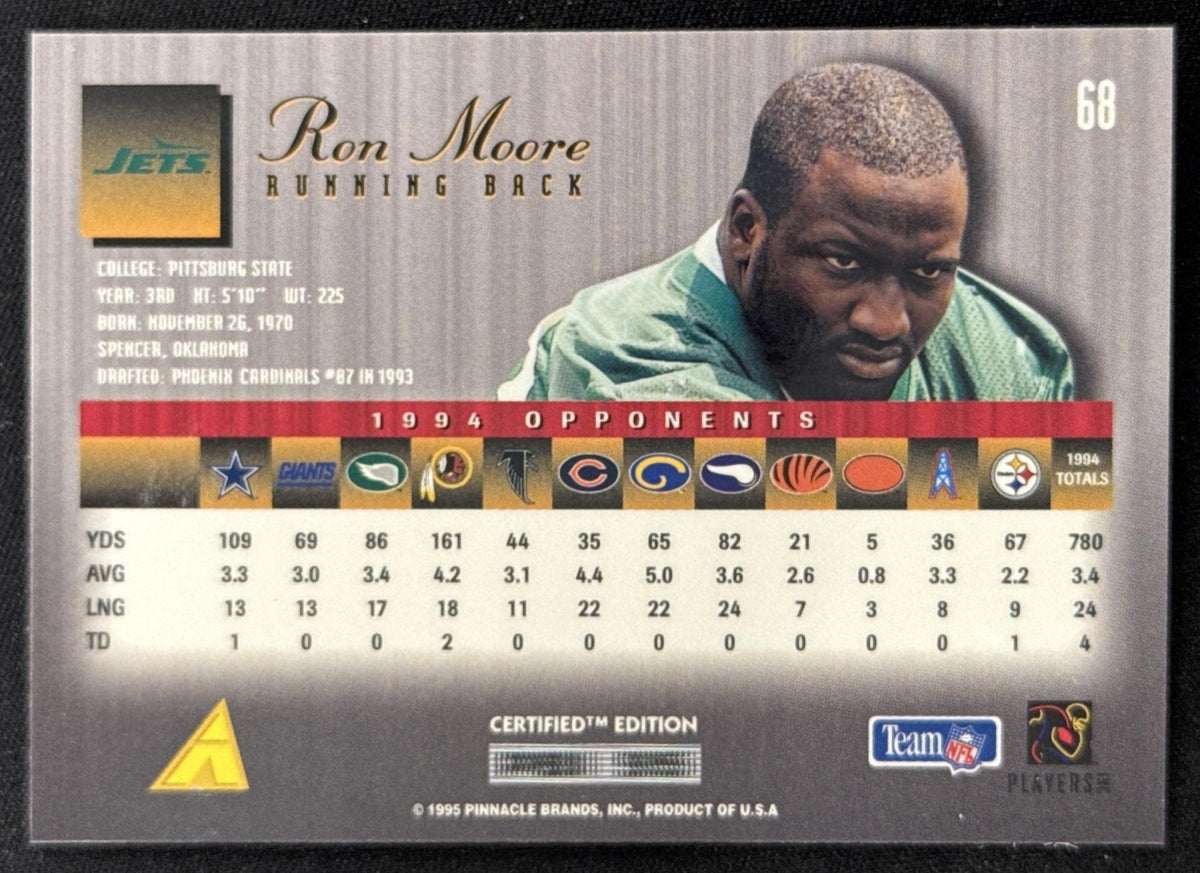 Ron Moore 1995 Pinnacle Select Certified Jets Sports Trading Card