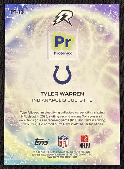 Tyler Warren 2025 Topps Resurgence Protonyx Surge Refractor /425 Colts
