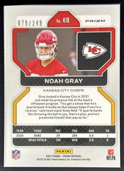 Noah Gray 2021 Panini Prizm Orange /249 Chiefs Sports Trading Cards