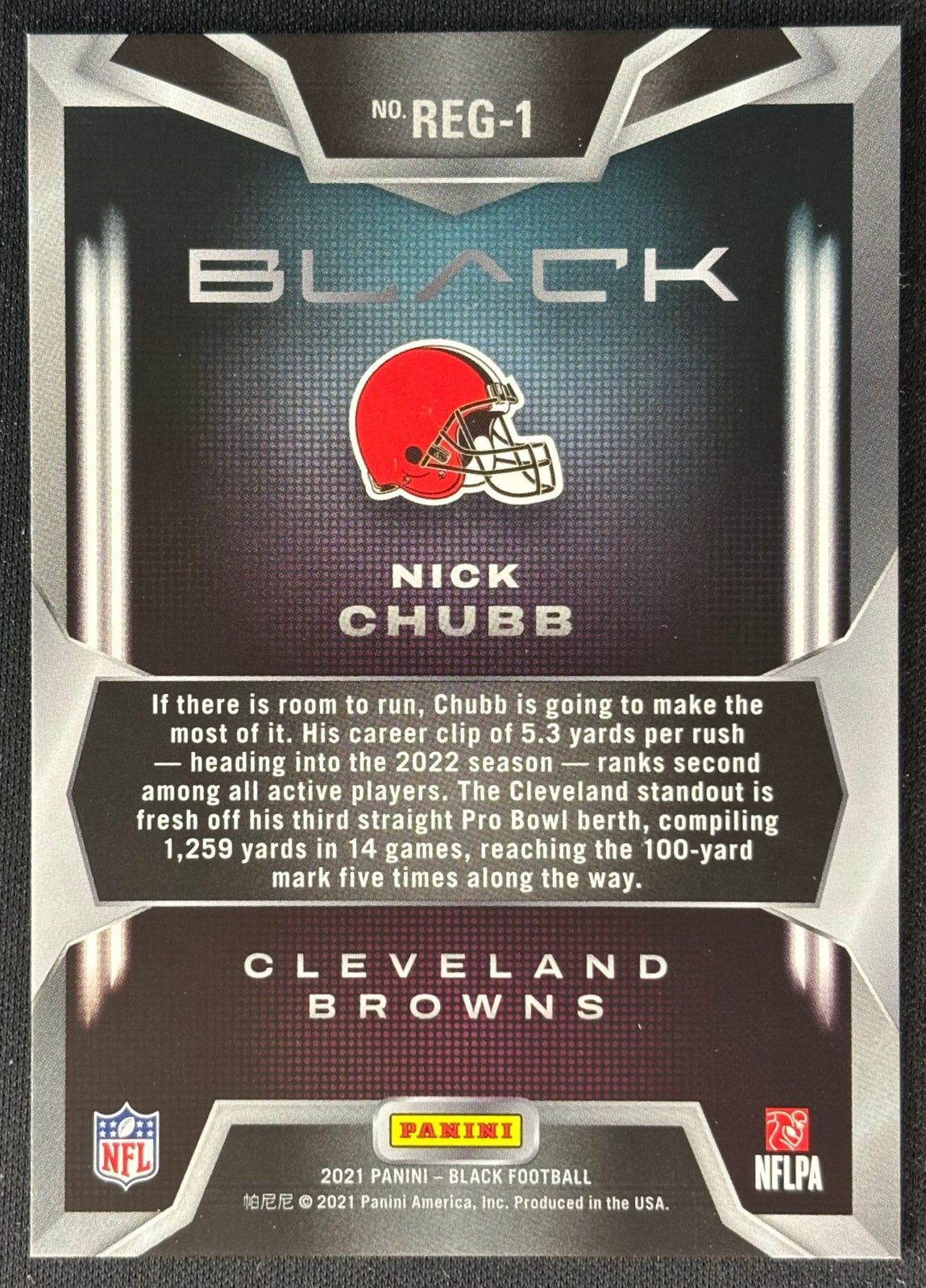 Nick Chubb 2022 Black Regulators Browns sports trading card
