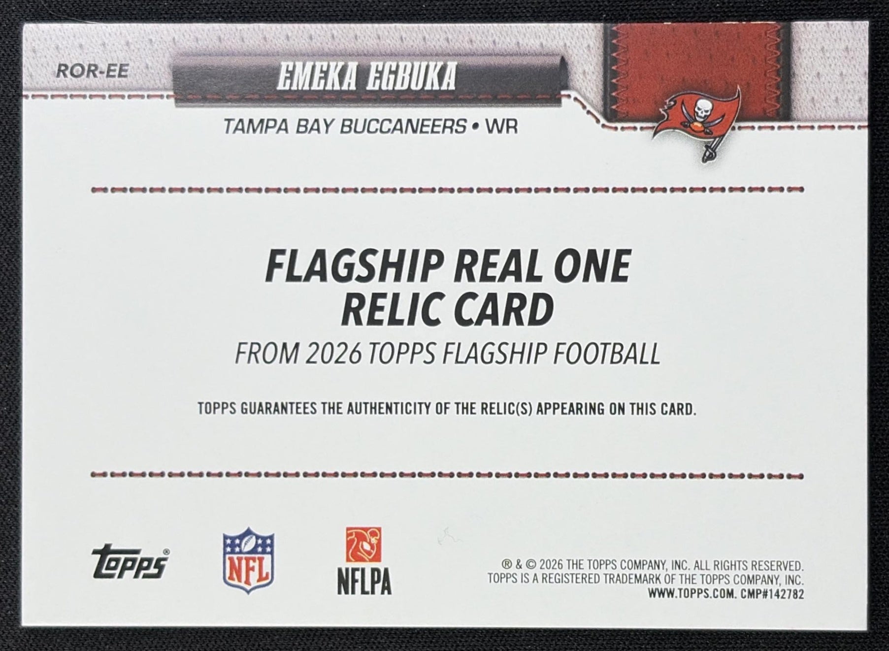 Emeka Egbuka 2026 Topps Real One Relic Gold /50 Buccaneers