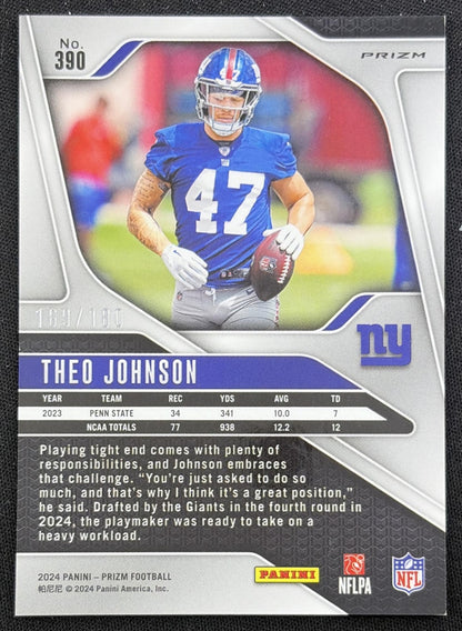 Theo Johnson 2024 Panini Prizm Hyper /180 Giants