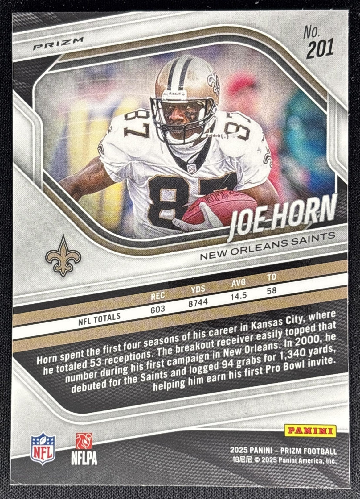 Joe Horn 2025 Panini Prizm Silver Saints
