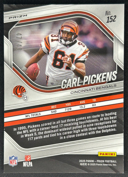 Carl Pickens 2025 Prizm Red Shimmer /49 Bengals - Back