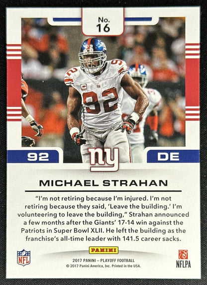 Michael Strahan 2017 Panini Playoff Gridiron Force 1st Prospect Down /99 Giants