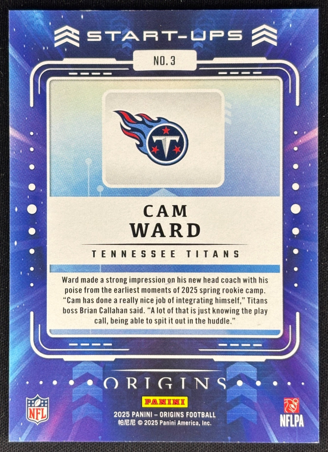 Cam Ward 2025 Origins Start-Ups Titans