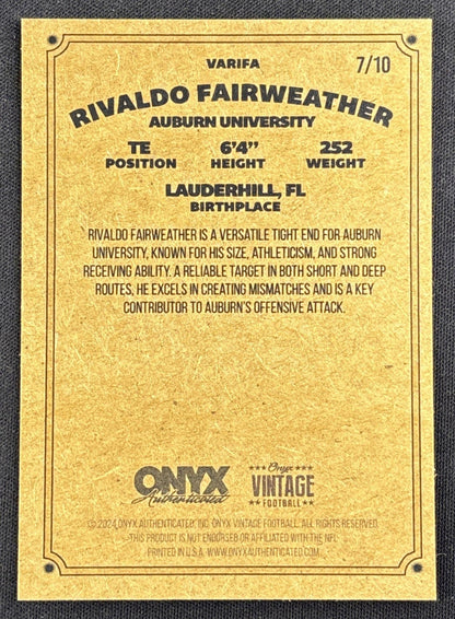 Rivaldo Fairweather 2024 Onyx Vintage Black Auto /10