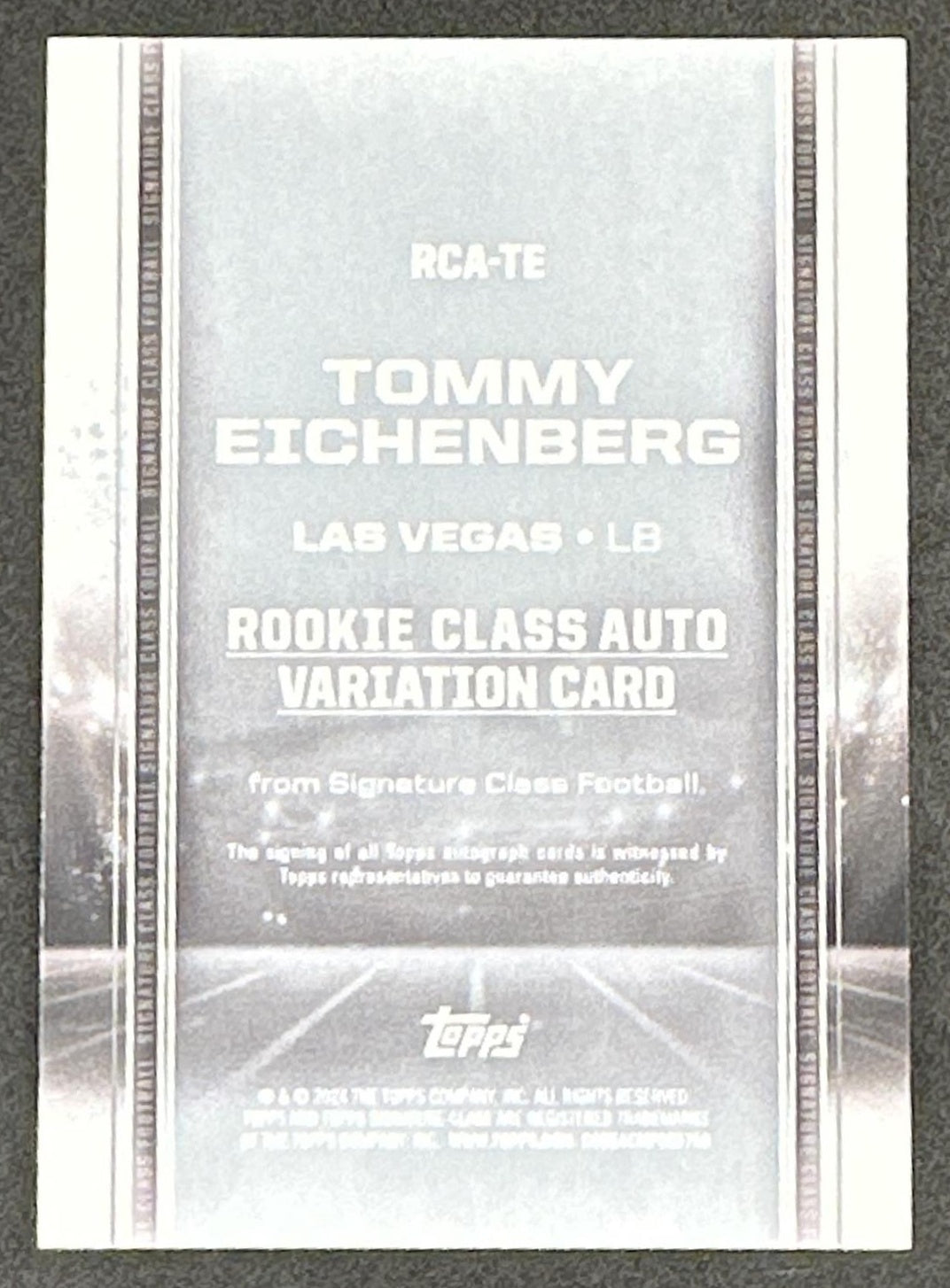 Tommy Eichenberg 2024 Topps Signature Class Rookie I Auto Raiders