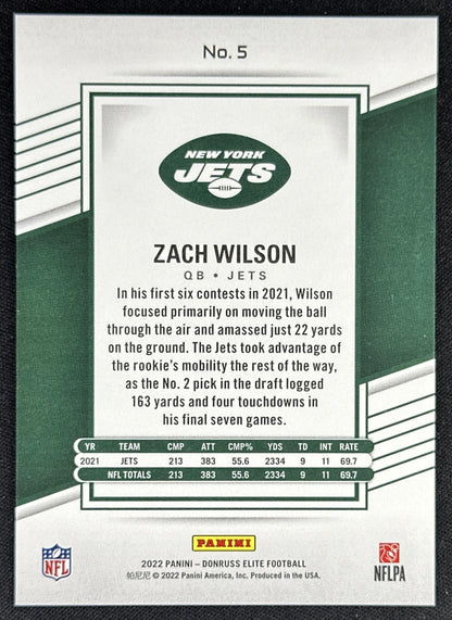 Zach Wilson 2022 Panini Donruss Elite Red /399 Jets Sports Trading Card