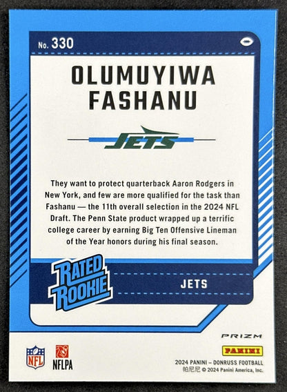 Olumuyiwa Fashanu 2024 Panini Donruss Optic Rated Rookie Preview Pink Jets Sports Trading Cards