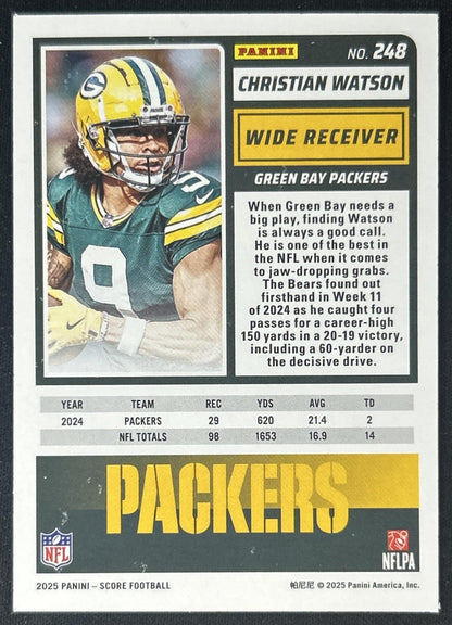 Christian Watson 2025 Panini Score Dots Gold /499 Packers back