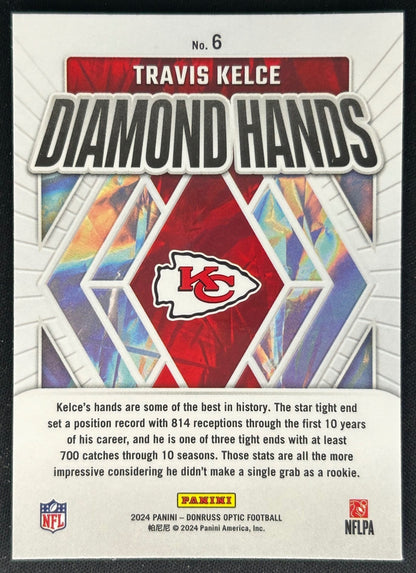 Travis Kelce 2024 Panini Donruss Optic Diamond Hands Chiefs Sports Trading Cards