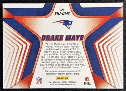 Drake Maye 2025 Panini Score Stars of the NFL Jersey Patriots Back