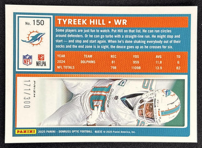 Tyreek Hill 2025 Panini Donruss Optic Wave Prizm /300 Dolphins