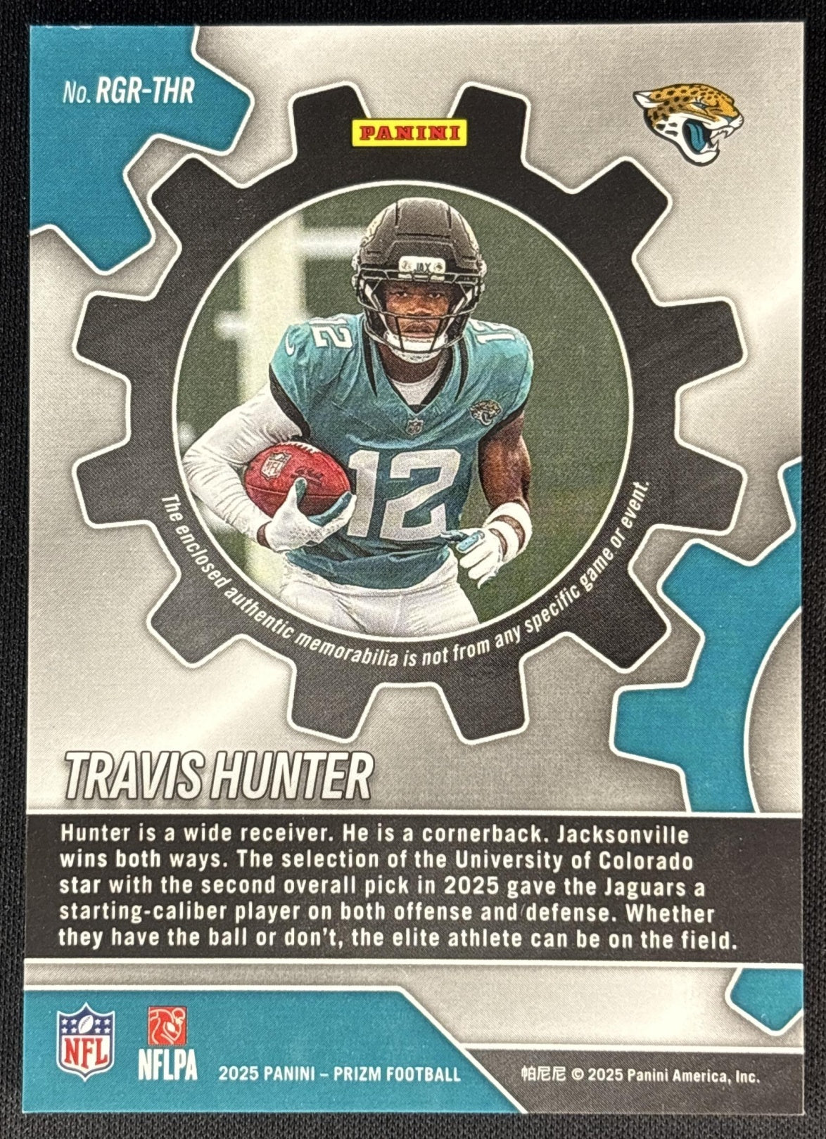 Travis Hunter 2025 Panini Prizm Rookie Gear Jaguars Sports Trading Cards