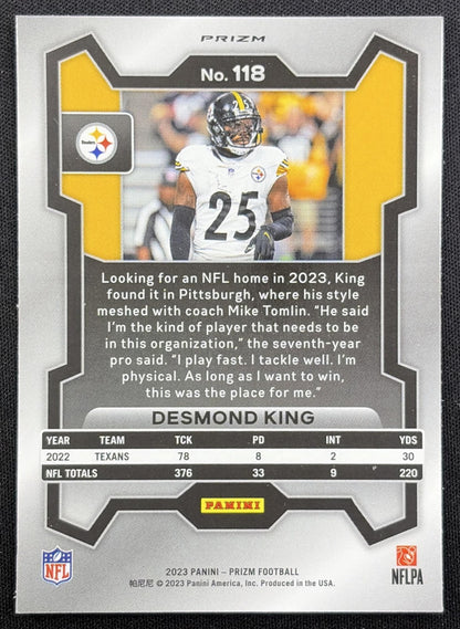 Desmond King 2023 Panini Prizm Green Wave Steelers