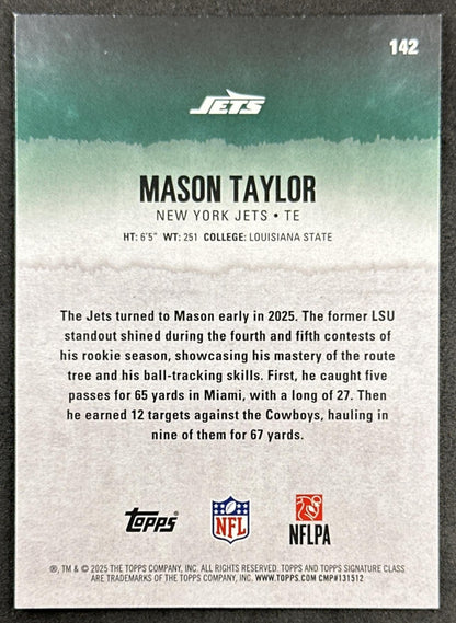 Mason Taylor 2025 Topps Signature Class Rookie Jets