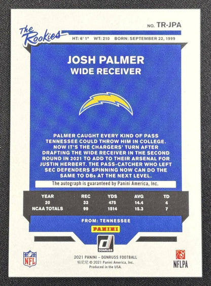 Josh Palmer 2021 Panini Donruss The Rookies Auto /299 Chargers
