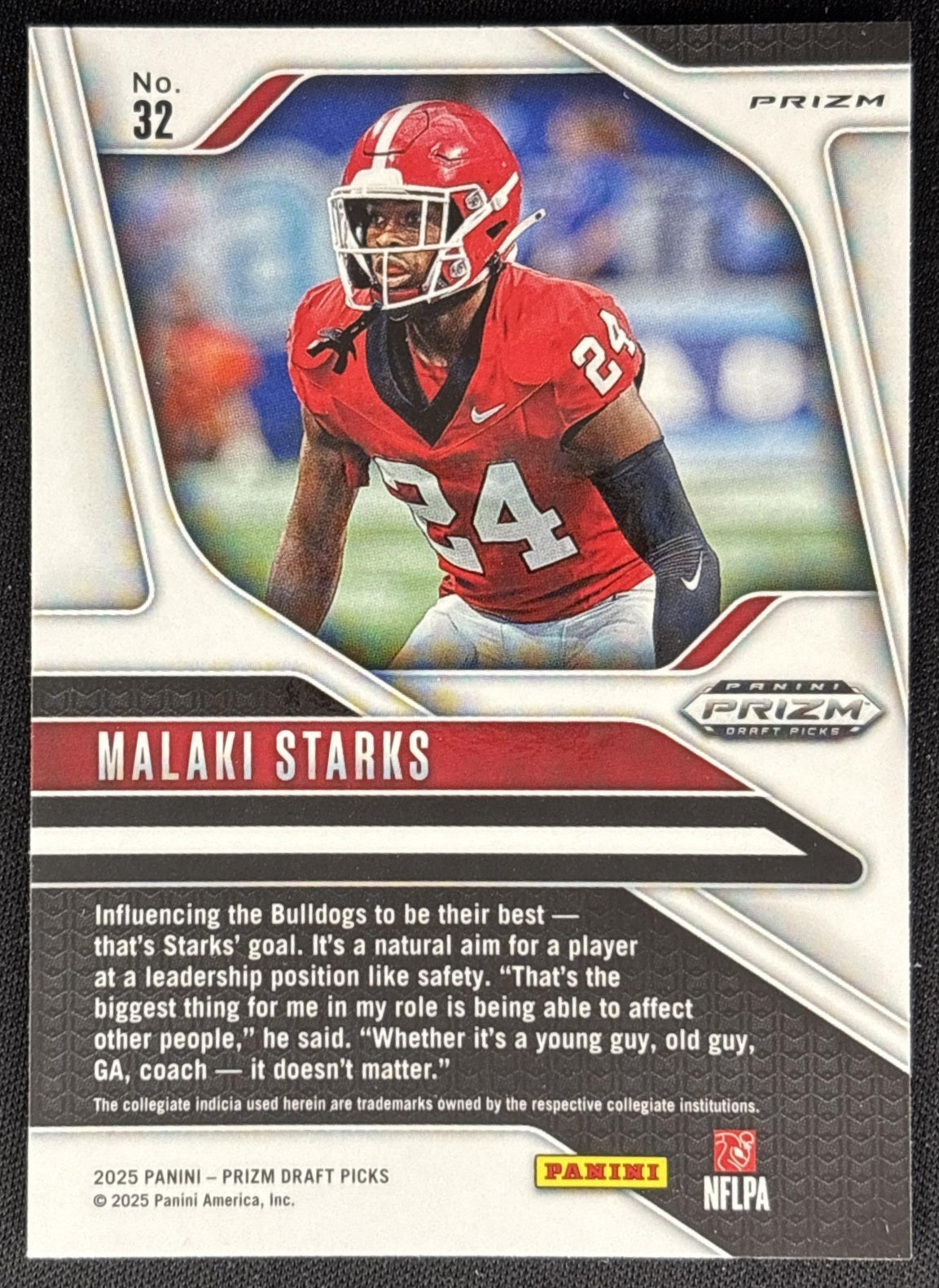 Malaki Starks 2025 Panini Prizm Draft Picks Red Ice Bulldogs Sports Trading Card