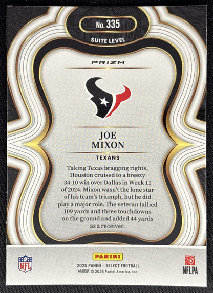 Joe Mixon 2025 Panini Select Suite Level Silver Prizm Texans back