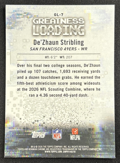 De'Zhaun Stribling 2026 Bowman Greatness Loading 49ers back