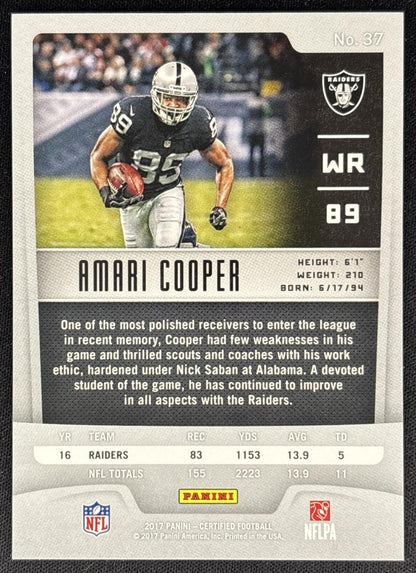Amari Cooper 2017 Panini Certified Mirror /499 Raiders back