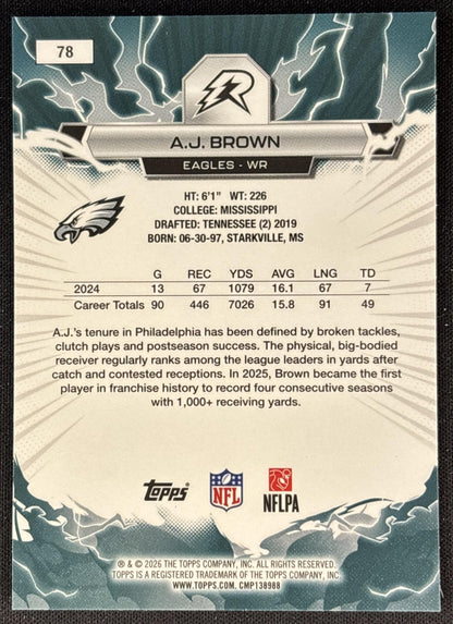 A.J. Brown 2025 Topps Resurgence Eagles Philadelphia Eagles back