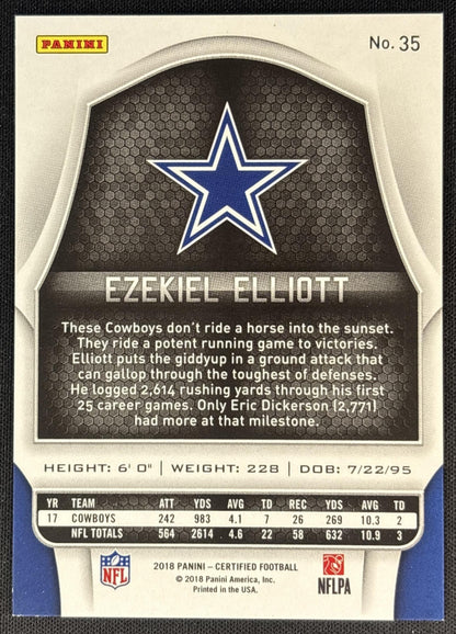 Ezekiel Elliott 2018 Panini Certified Mirror Silver /499 Cowboys