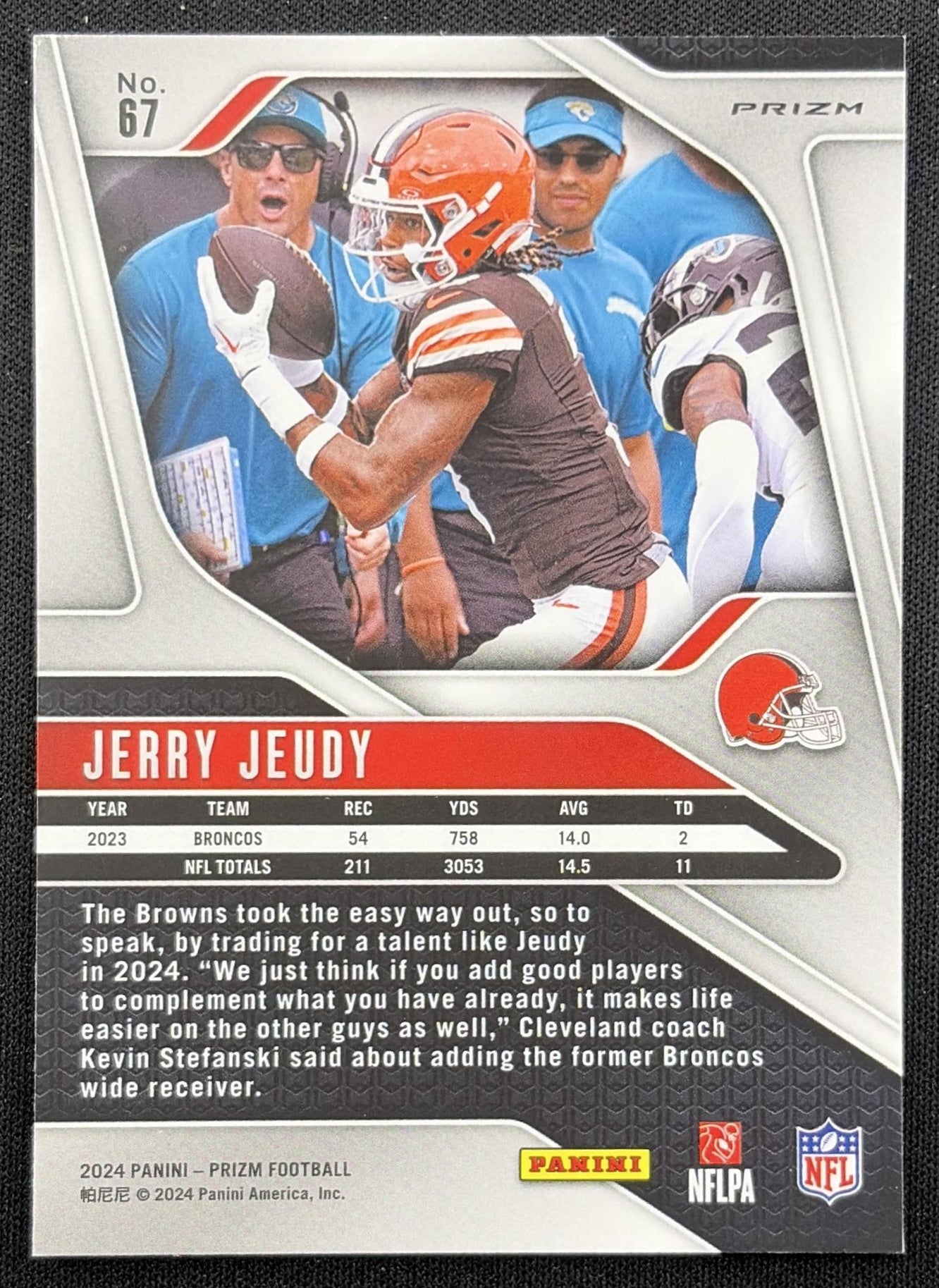 Jerry Jeudy 2024 Panini Prizm Green Wave Browns back