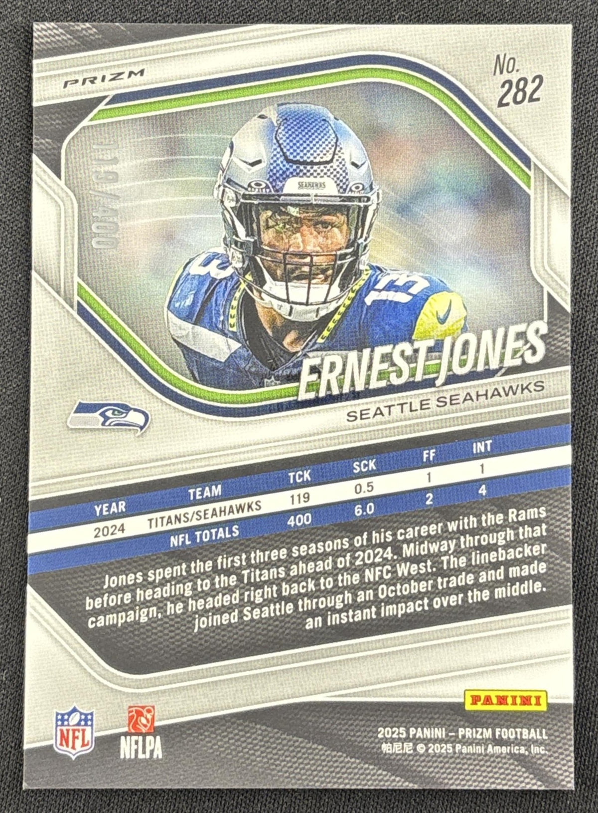 Ernest Jones 2025 Panini Prizm Pandora /400 Seahawks