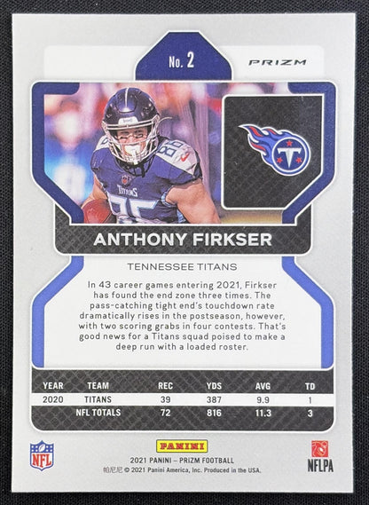 Anthony Firkser 2021 Panini Prizm Light Blue Titans back