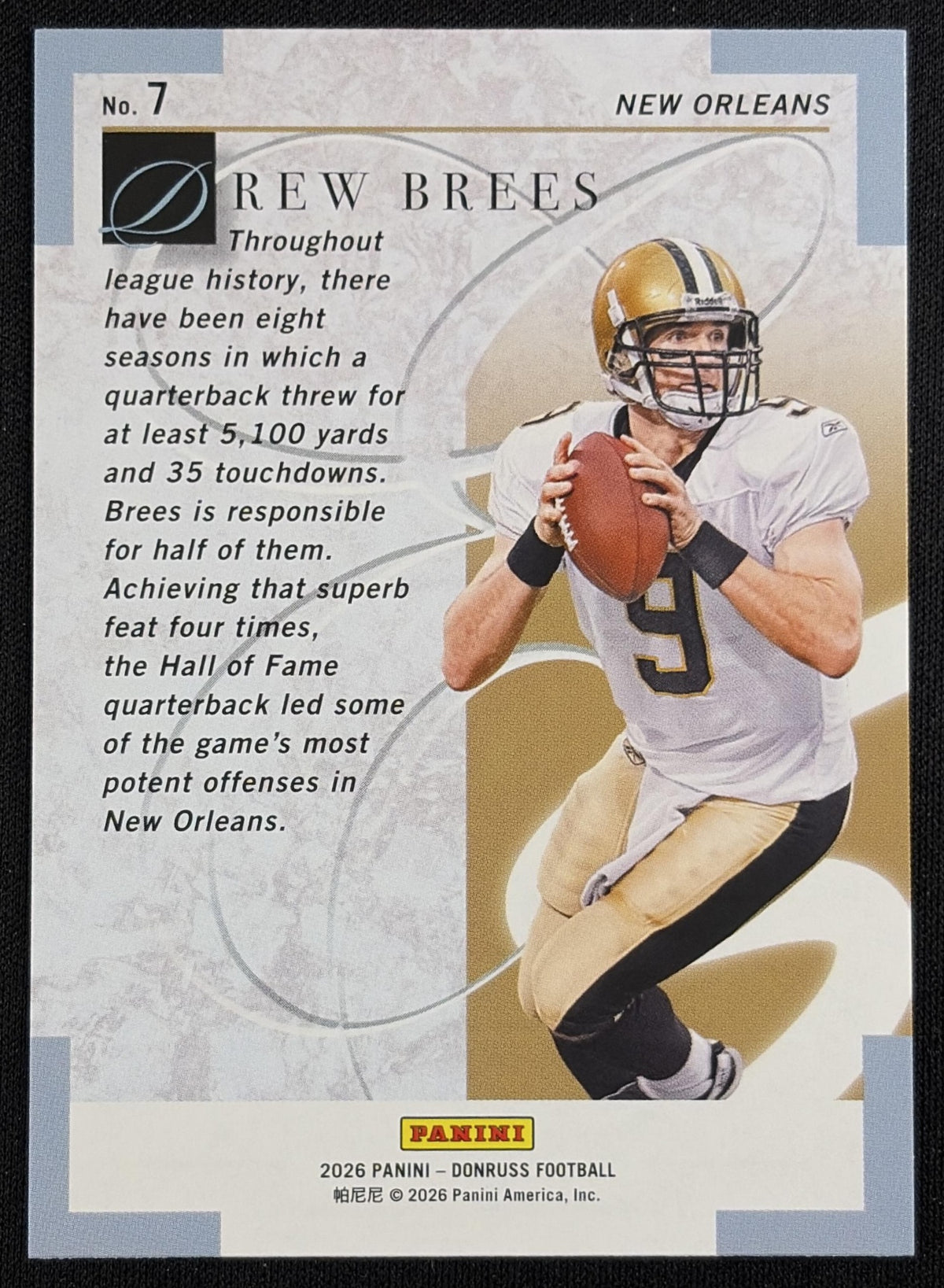 Drew Brees 2026 Panini Donruss Elite Series Pink Saints