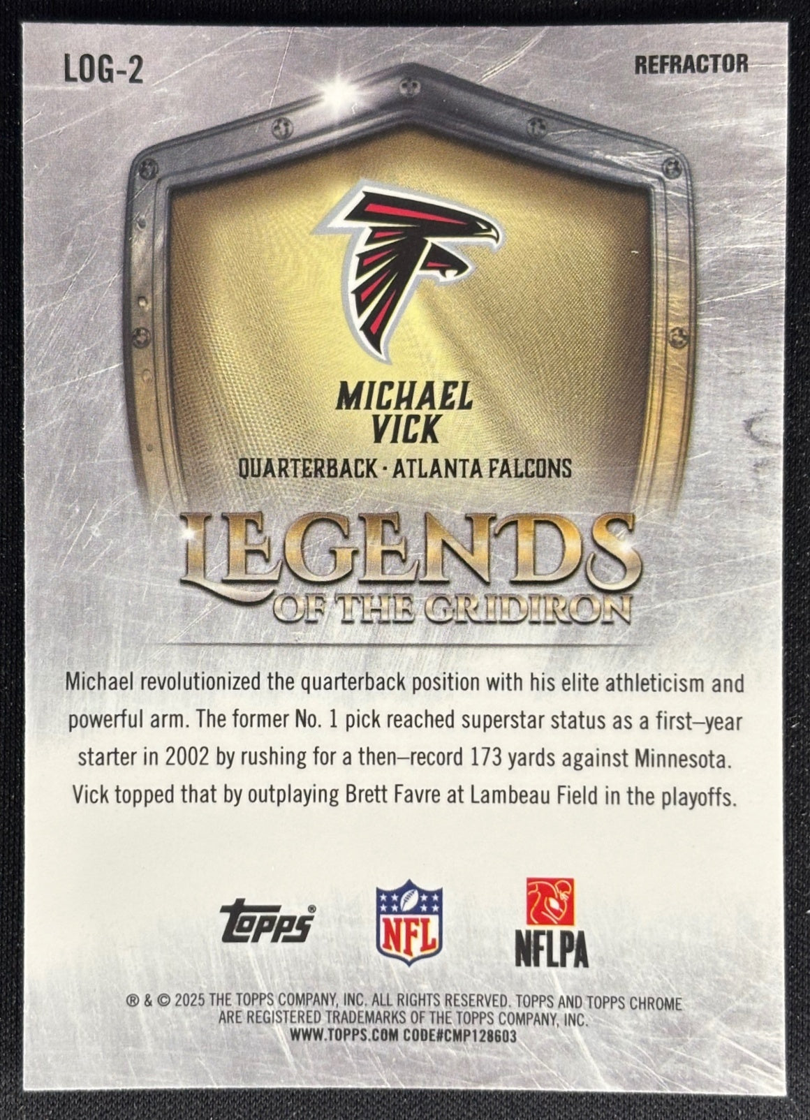 Michael Vick 2025 Topps Chrome Legends of the Gridiron Refractor Falcons Sports Trading Cards