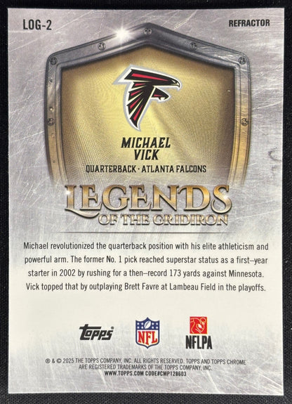 Michael Vick 2025 Topps Chrome Legends of the Gridiron Refractor Falcons Sports Trading Cards