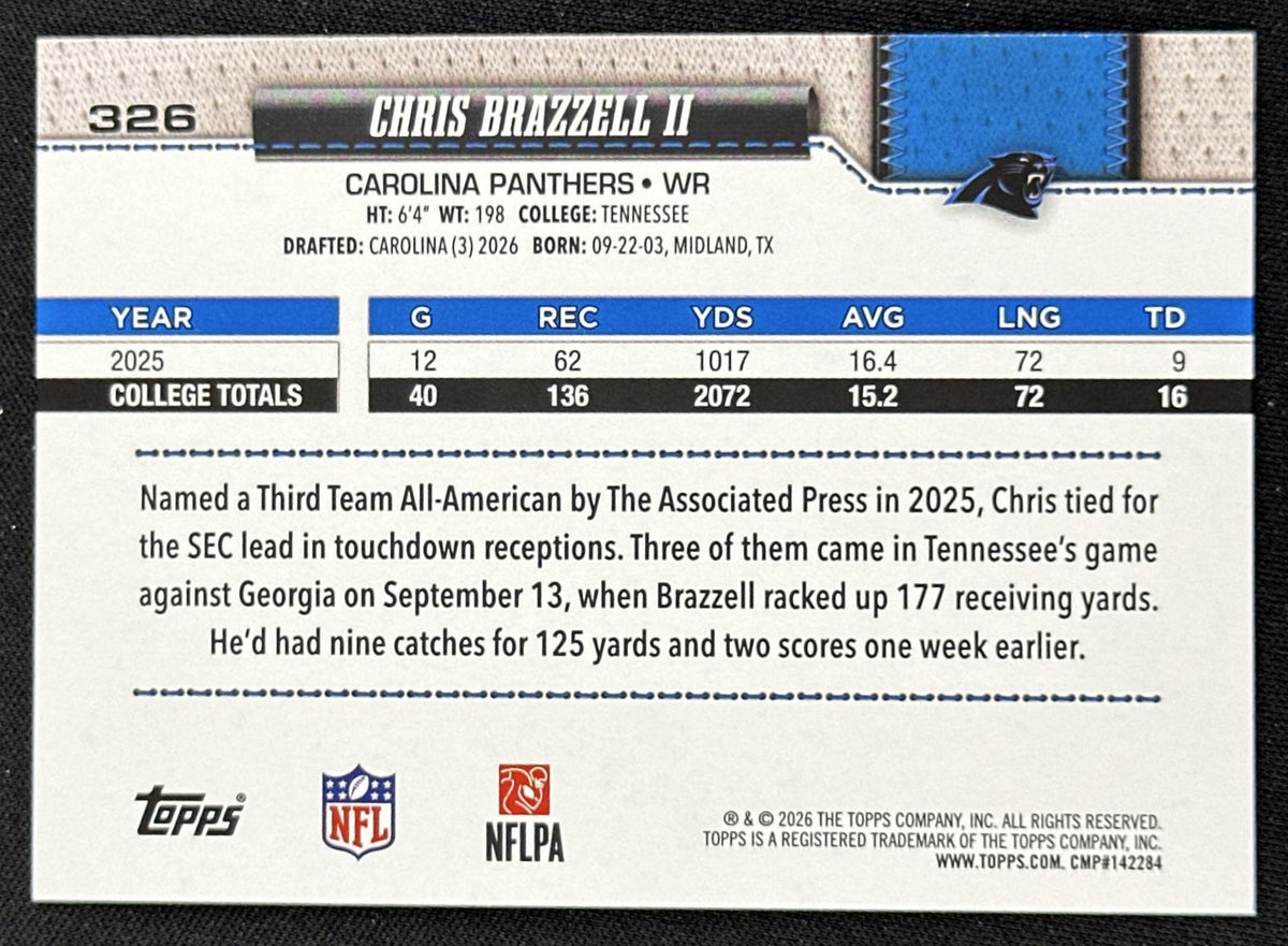 Chris Brazzell II 2026 Topps Flagship Football Leather Foil Panthers