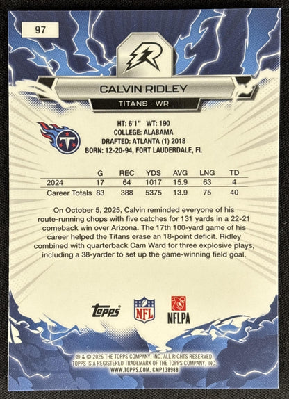 Calvin Ridley 2025 Topps Resurgence Blue and Orange Spark Refractor Titans