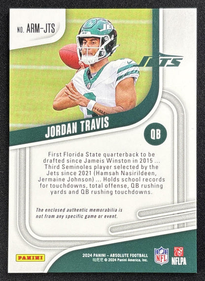 Jordan Travis 2024 Panini Absolute Rookie Materials Jets