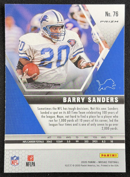 Barry Sanders 2020 Panini Mosaic Prizm Green Lions