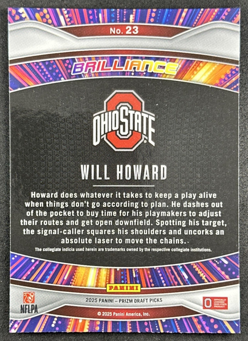 Will Howard 2025 Panini Prizm Draft Picks Brilliance Buckeyes Steelers