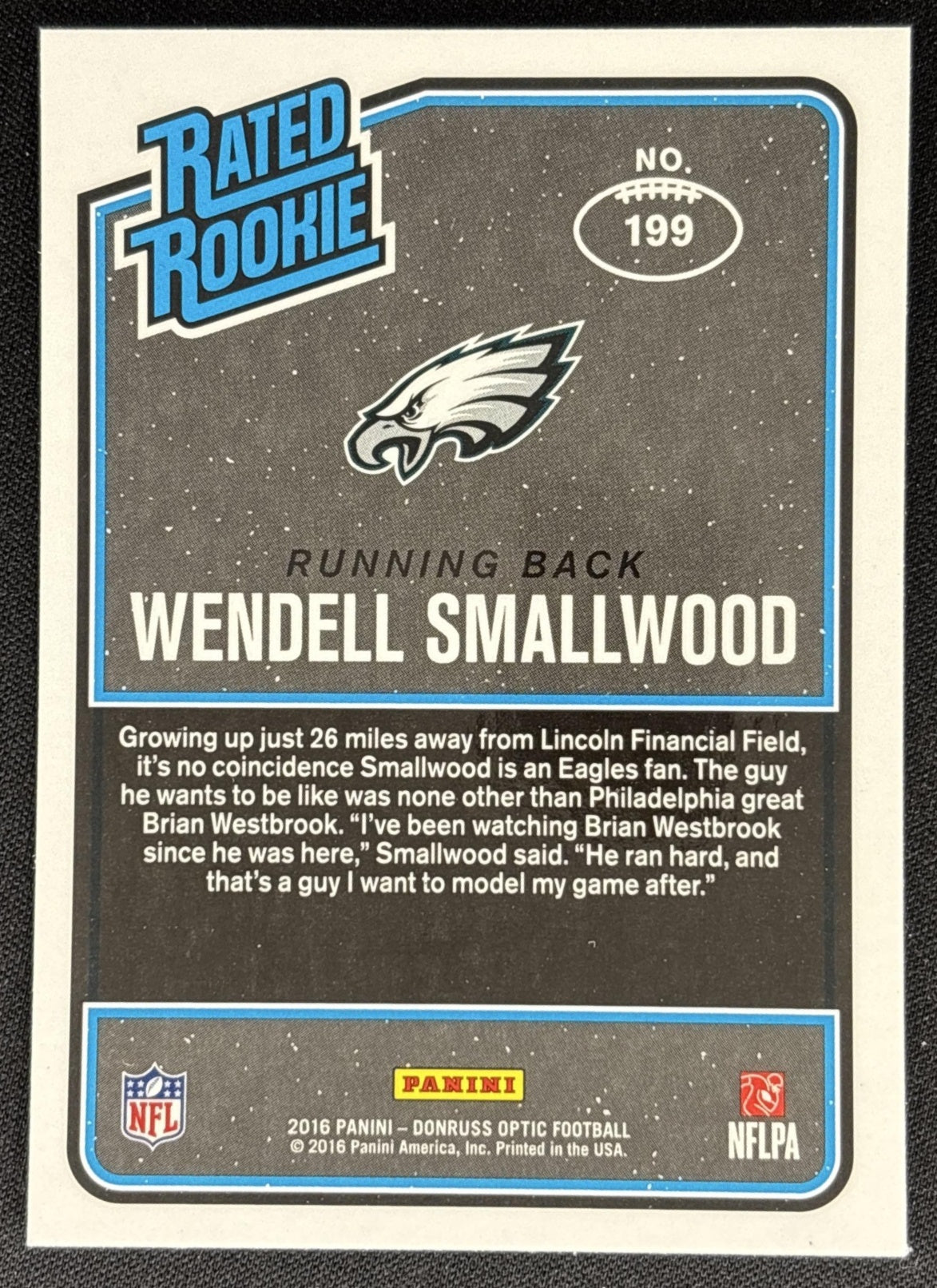 Wendell Smallwood 2016 Panini Donruss Optic Holo Eagles Sports Trading Card