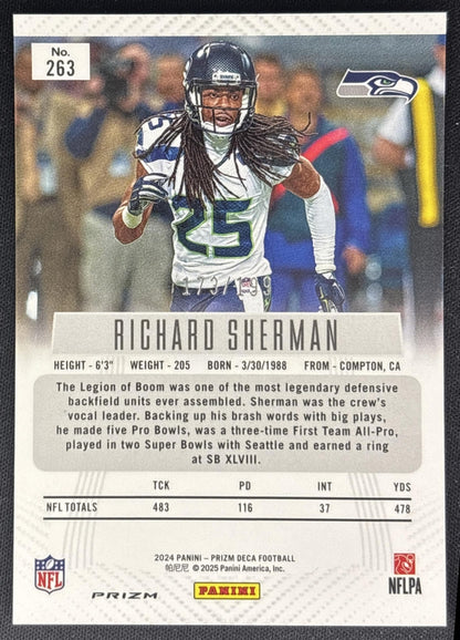 Richard Sherman 2024 Panini Prizm Deca Red /199 Seahawks Sports Trading Cards