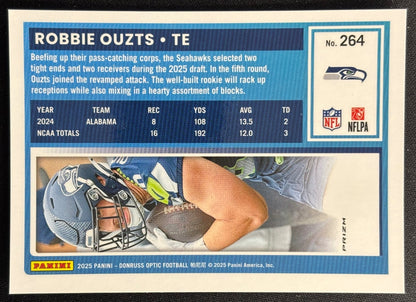 Robbie Ouzts 2025 Donruss Optic Rated Rookie Blue Hyper Prizm Seahawks - Back