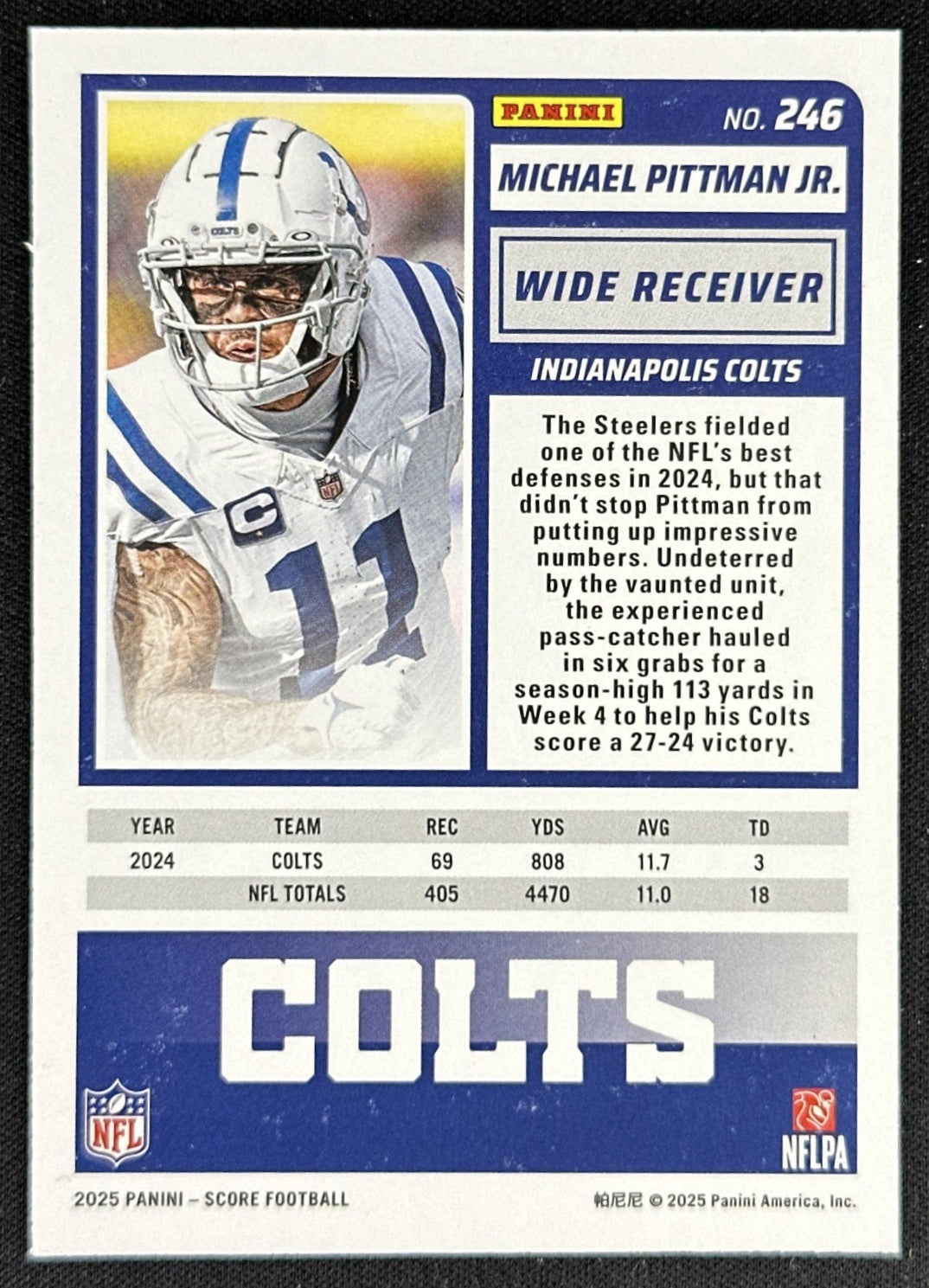 Michael Pittman Jr. 2025 Panini Score Lava /799 Colts