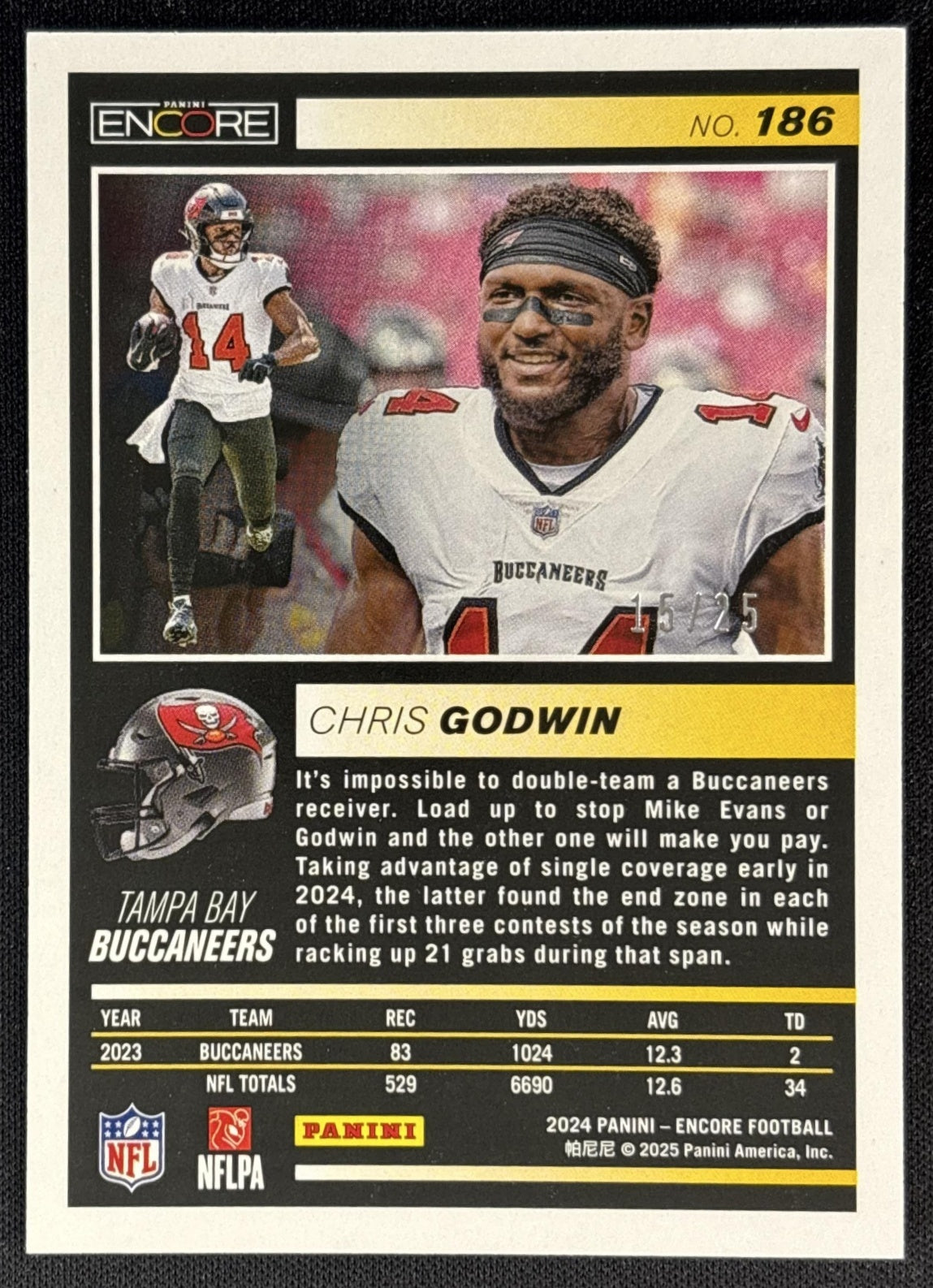 Chris Godwin 2024 Panini Encore Blue /25 Buccaneers back